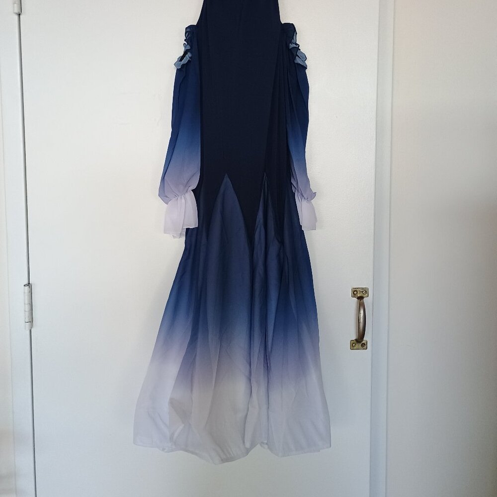 Cold-Shoulder Ballroom Gown and Floral Belt